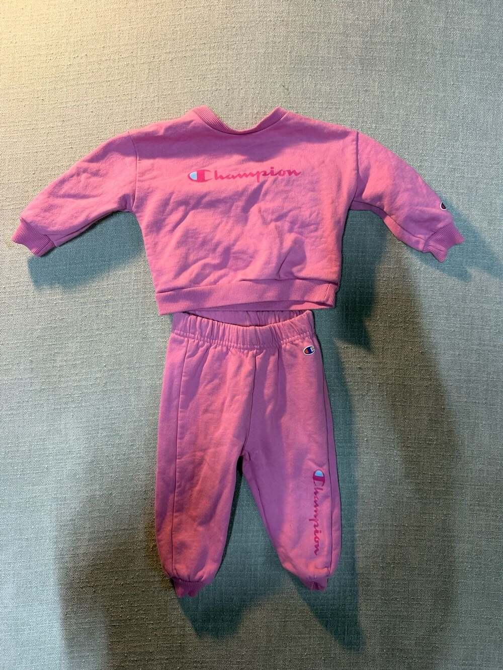 Champion Baby Girls 2-Piece Pink Sweatshirt and Jogger Set 9M
